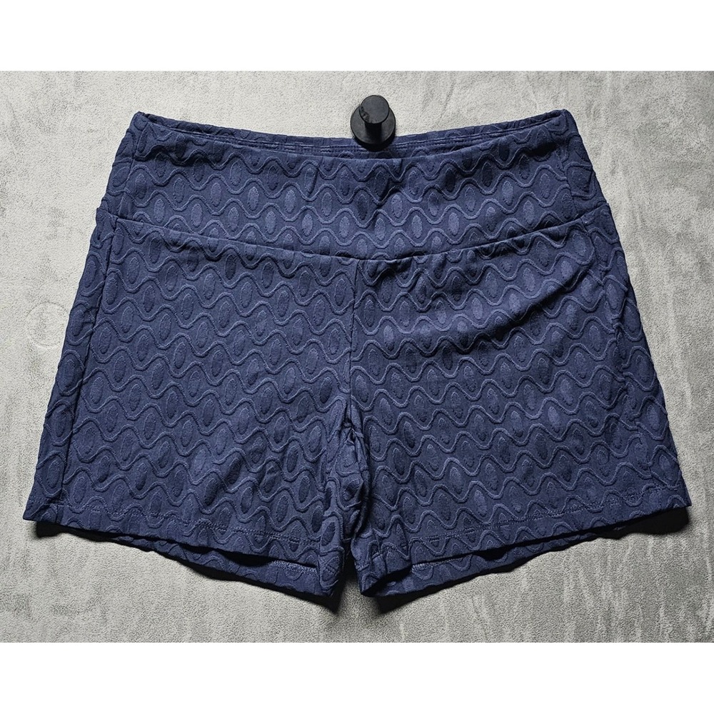 J. McLaughlin Womens XS Navy Blue Textured Geometric Knit Activewear Shorts
